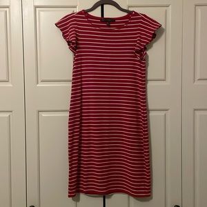 White House Black Market red and white striped t shirt dress, size XS